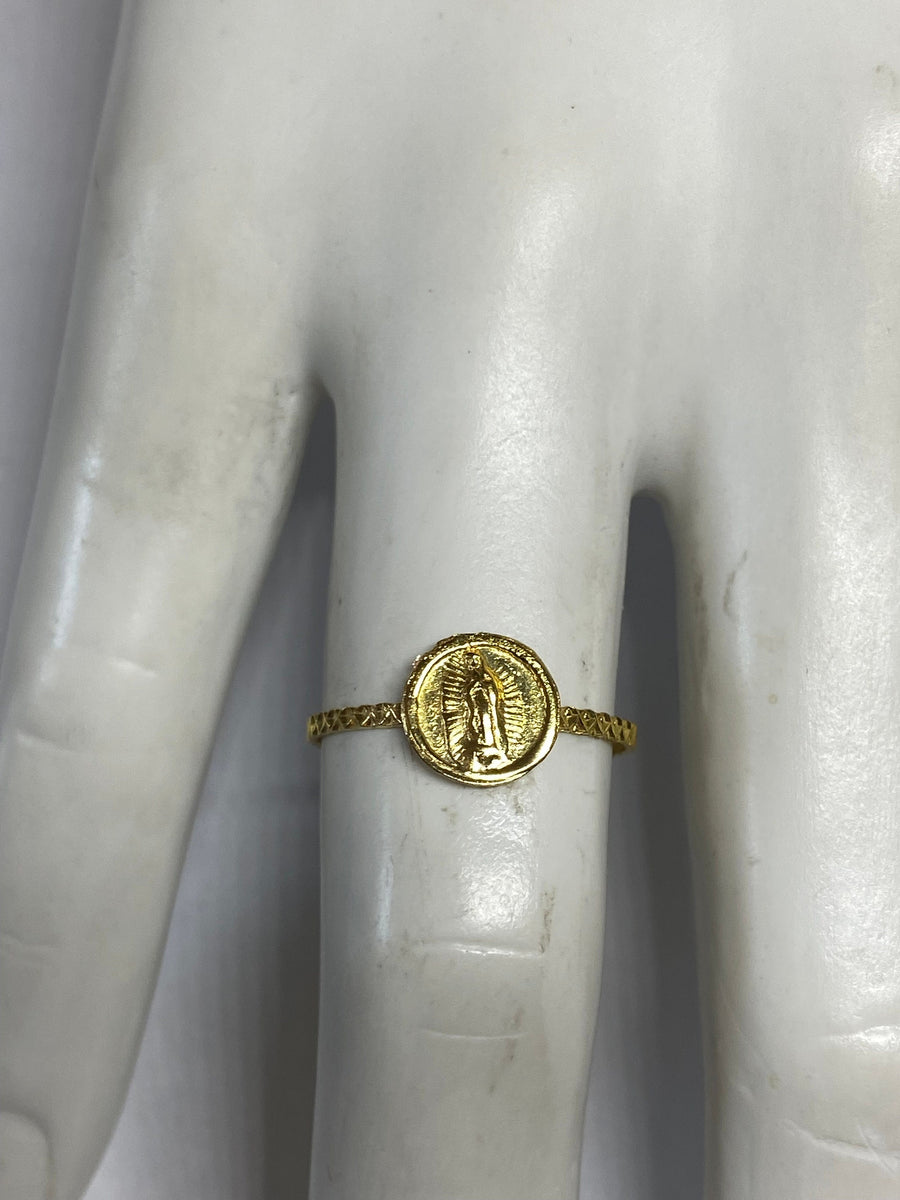 14 Karat Yellow Gold Our Lady of Guadalupe "Virgen de Guadalupe" Anill ...