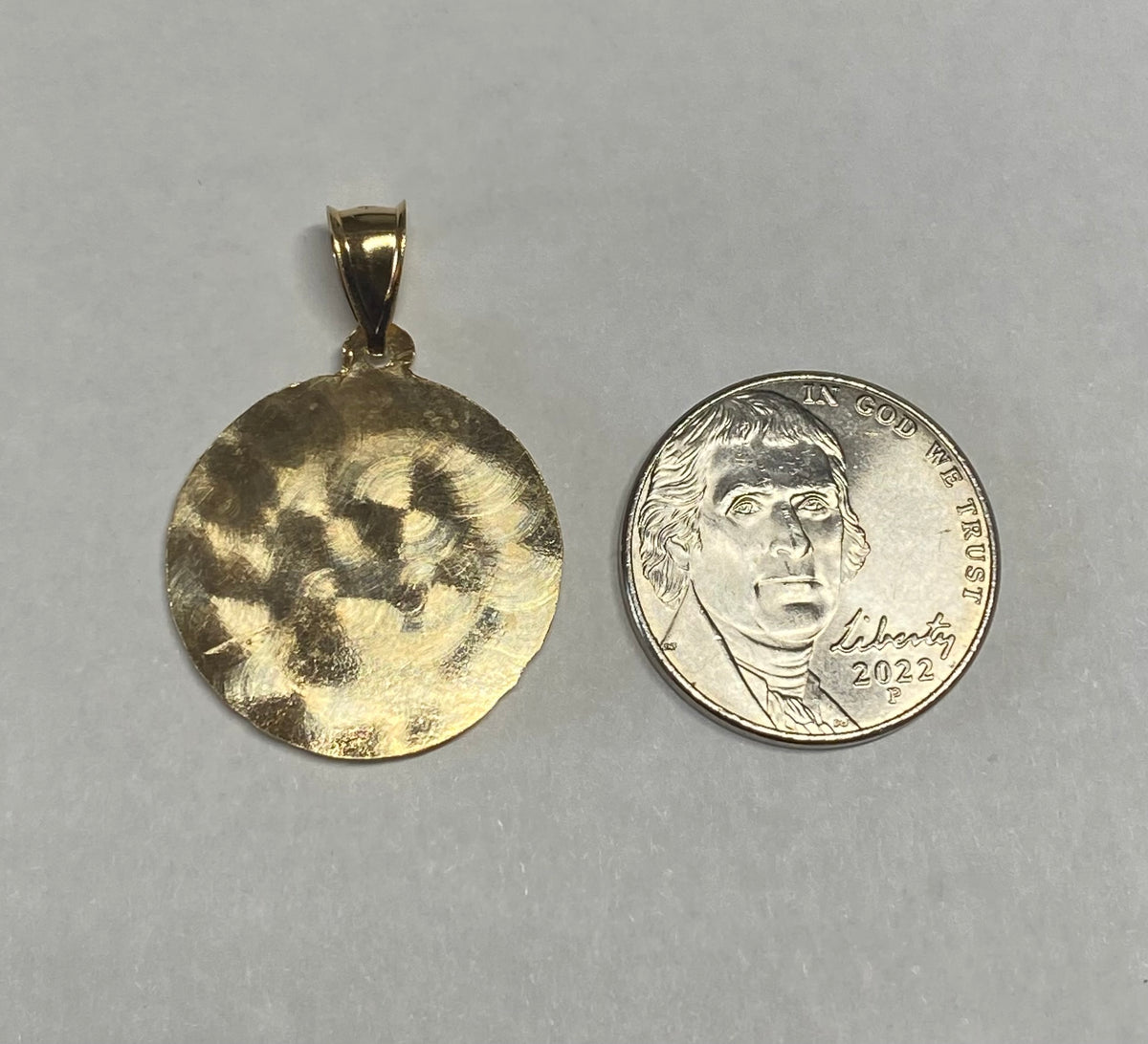 14 Karat Yellow Gold Our Lady of Mt. Carmel "Virgen del Carmen" 21mm ...