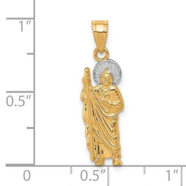10k Two-tone Gold Rhodium Saint Jude Charm - Religious Jewelry