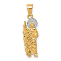 10k Two-tone Gold Rhodium Saint Jude Charm - Religious Jewelry