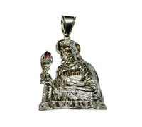 Sterling Silver 2.64" Saint Barbara "Santa Barbara" Pendant with Genuine Ruby