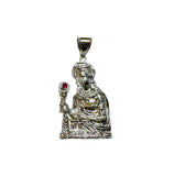 Sterling Silver 2.64" Saint Barbara "Santa Barbara" Pendant with Genuine Ruby