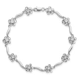 Sterling Silver Rhodium-plated Floral Diamond Bracelet