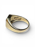 Vintage 1980's Genuine Diamond & Lab Created Star Ruby 14 Karat Yellow Gold Octagon Men's Ring
