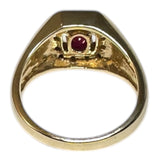 Vintage 1980's Genuine Diamond & Lab Created Star Ruby 14 Karat Yellow Gold Octagon Men's Ring
