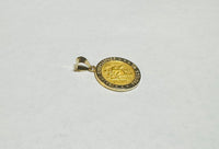 14K Yellow Gold Round Hollow Saint Christopher "PROTECT US" 18mm Medal