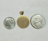 14K Yellow Gold Round Hollow Saint Christopher "PROTECT US" 18mm Medal