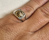 Sterling Silver and 14 Karat Yellow Gold Camino de Santiago "Way of Saint James" Man's Scallop Shell Signet Ring