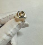 Sterling Silver and 14 Karat Yellow Gold Camino de Santiago "Way of Saint James" Man's Scallop Shell Signet Ring