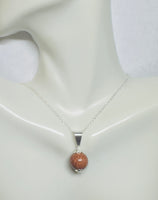 Sterling Silver Brown Goldstone "Venturina" Pendant with 18" Silver Cable Link Chain (choice of 3 pendant styles)
