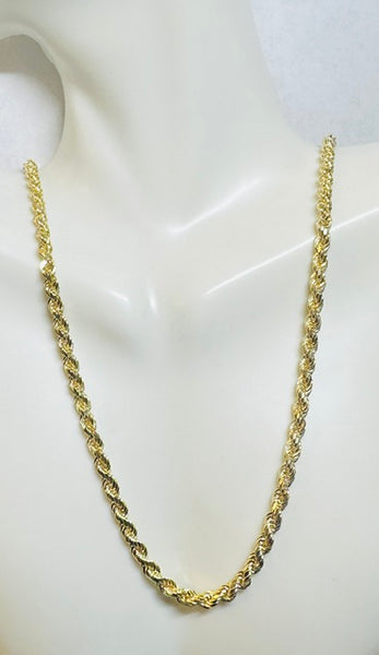 14K Yellow Gold 3.8mm Rope Chain 18" Necklace