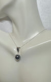 Sterling Silver Genuine 10mm Hematite "Acerina" Pendant with 18" Cable Link Chain