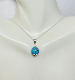 Sterling Silver 10mm Howlite Turquoise Bead Pendant with 18" Cable Link Chain