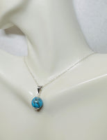 Sterling Silver 10mm Howlite Turquoise Bead Pendant with 18" Cable Link Chain
