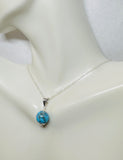 Sterling Silver 10mm Howlite Turquoise Bead Pendant with 18" Cable Link Chain
