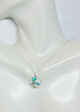 Sterling Silver Palm Tree & Island of Cuba Enameled Charm with 18" Cable Link Chain (Made in USA)