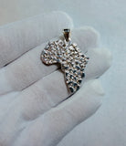 Sterling Silver Africa Continent Map Textured Nugget-style Pendant