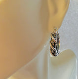 Sterling Silver Swirl Hoop Marcasite Earrings