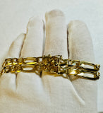 18 Karat Yellow Gold-plated Sterling Silver Double Strand Figaro Link Our Lady of Guadalupe ID Bracelet (3 widths available)