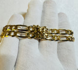 18 Karat Yellow Gold-plated Sterling Silver Double Strand Figaro Link Saint Jude "San Judas Tadeo" ID Bracelet (4 widths available)