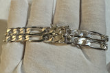 Sterling Silver Figaro Link Saint Jude "San Judas Tadeo" ID Bracelet (4 widths available)