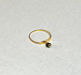 10 Karat Yellow Gold Saint Lucy Eyes "Ojos de Santa Lucia" with Genuine 4mm Azabache Jet Ring