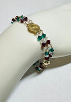 14 Karat Yellow Gold Filled Our Lady of Guadalupe with Tri-color Swarovski Crystal Bracelet