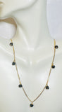 14 Karat Yellow Gold Genuine 4mm Azabache Jet Dangle Curb Link Necklace (16" or 18")