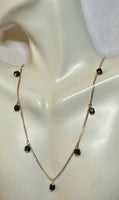 14 Karat Yellow Gold Genuine 4mm Azabache Jet Dangle Curb Link Necklace (16" or 18")