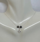 Sterling Silver Genuine 4mm Azabache Jet with Small Ochosi Bow & Arrow Charm 18" Cable Link Chain