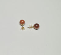 14 Karat Yellow Gold-Filled Brown Goldstone "Venturina" 8mm Stud Earrings