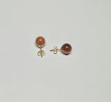 14 Karat Yellow Gold-Filled Brown Goldstone "Venturina" 8mm Stud Earrings