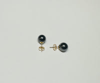 14 Karat Yellow Gold-Filled Genuine 8mm Hematite "Acerina" Stud Earrings