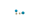 14 Karat Yellow Gold-Filled Genuine 8mm Dyed Turquoise Stud Earrings