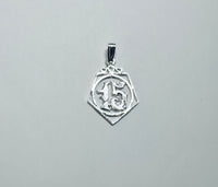 Sterling Silver Pentagon Shaped "15" Charm