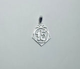 Sterling Silver Pentagon Shaped "15" Charm