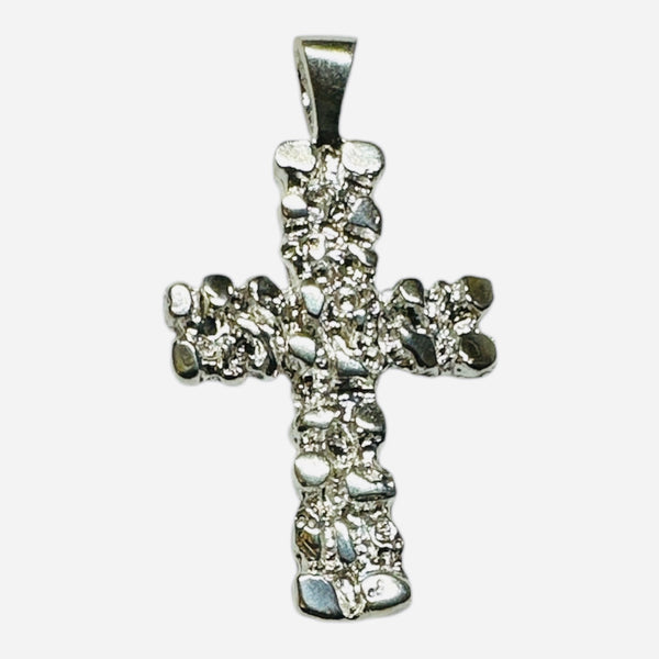 Sterling Silver Nugget Cross Pendant