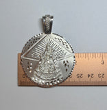 Sterling Silver Our Lady of Charity "Caridad del Cobre" 50mm (1.96" Diameter) Handmade Medal Pendant