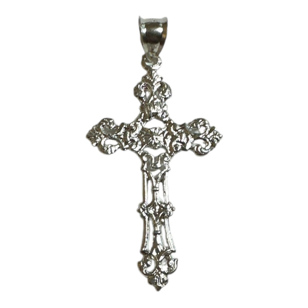 Sterling Silver Embellished Filigree Ornate Design Cross Pendant