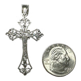 Sterling Silver Ornate Filigree 2" Crucifix Pendant