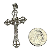 Sterling Silver Ornate Filigree 2.40" Crucifix Pendant