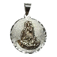 Sterling Silver & 14K Yellow Gold Our Lady of Charity "Caridad del Cobre" 22mm Medal Pendant