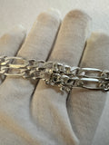 Sterling Silver Our Lady of Charity "Caridad del Cobre" 7mm Figaro Link Chain 8" ID Bracelet