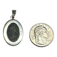 Sterling Silver Our Lady of Guadalupe Oval 25 x 18mm White/Black Resin Cameo Pendant