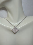Sterling Silver Cubic Zirconia Rhomboid Pendant on 18" Box Chain