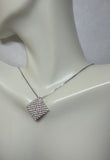 Sterling Silver Cubic Zirconia Rhomboid Pendant on 18" Box Chain