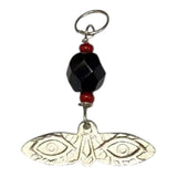 Sterling Silver Saint Lucia Eyes & Genuine Azabache Jet with Simulated Coral Pendant