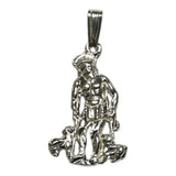 Sterling Silver Saint Lazarus "San Lazaro" 1.12" Pendant