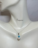 Sterling Silver Genuine 8mm Baroque Freshwater Pearl and Gemstone Pendant (available with or without chain)