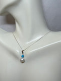 Sterling Silver Genuine 8mm Baroque Freshwater Pearl and Gemstone Pendant (available with or without chain)